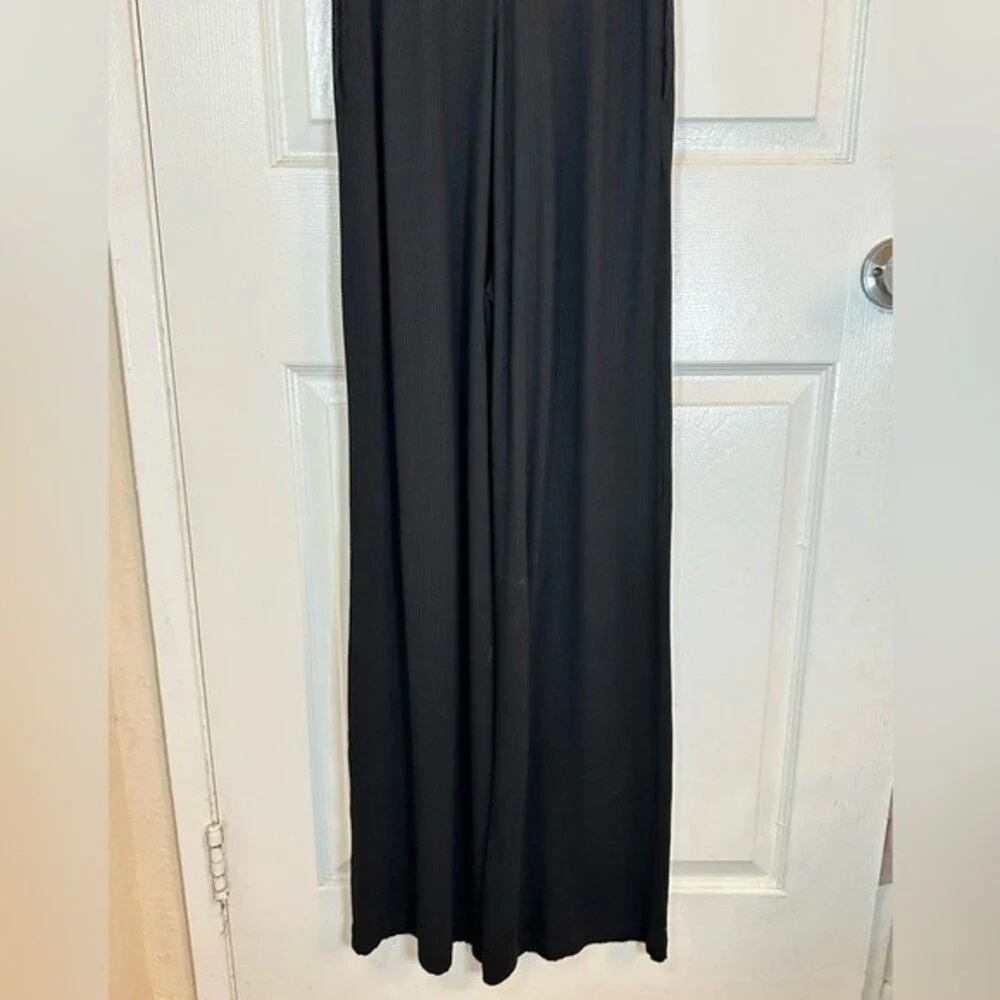 Revolve L*Space Womens Black Ribbed Jumpsuit Sleeveless wide Leg Sz Medium - Picture 7 of 13